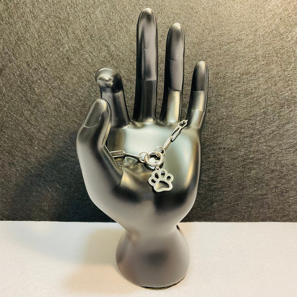 Paw Print Paperclip Bracelet | Circular Carabiner Closure