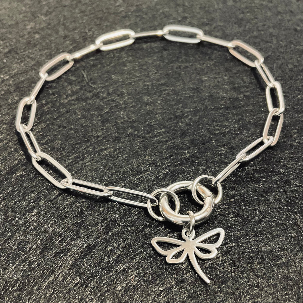 Dragonfly Paperclip Bracelet | Circular Carabiner Closure