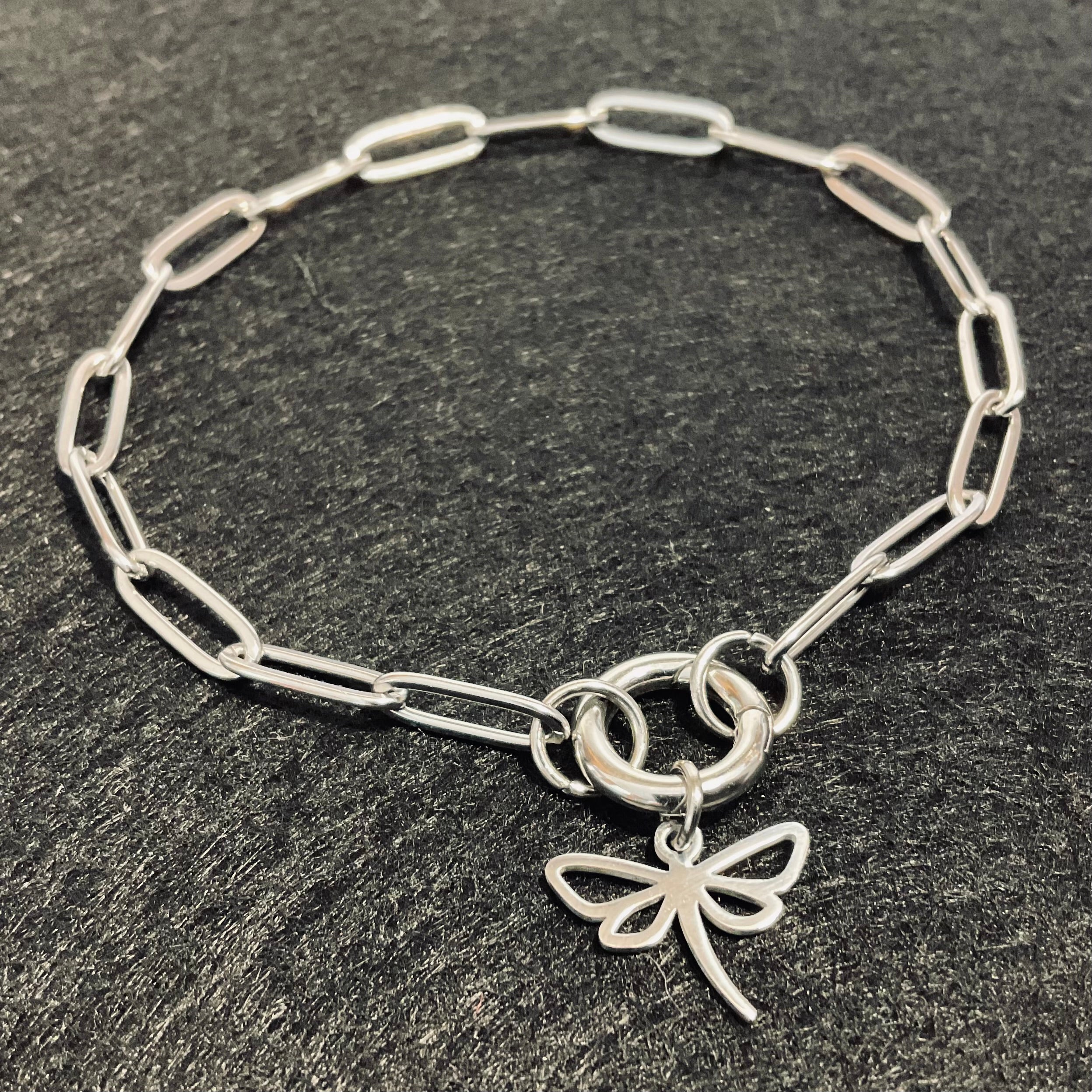 Dragonfly Paperclip Bracelet | Circular Carabiner Closure