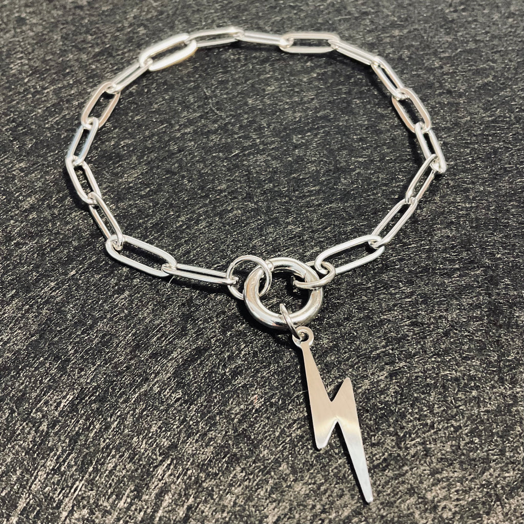 Lightning Bolt Paperclip Bracelet | Circular Carabiner Closure