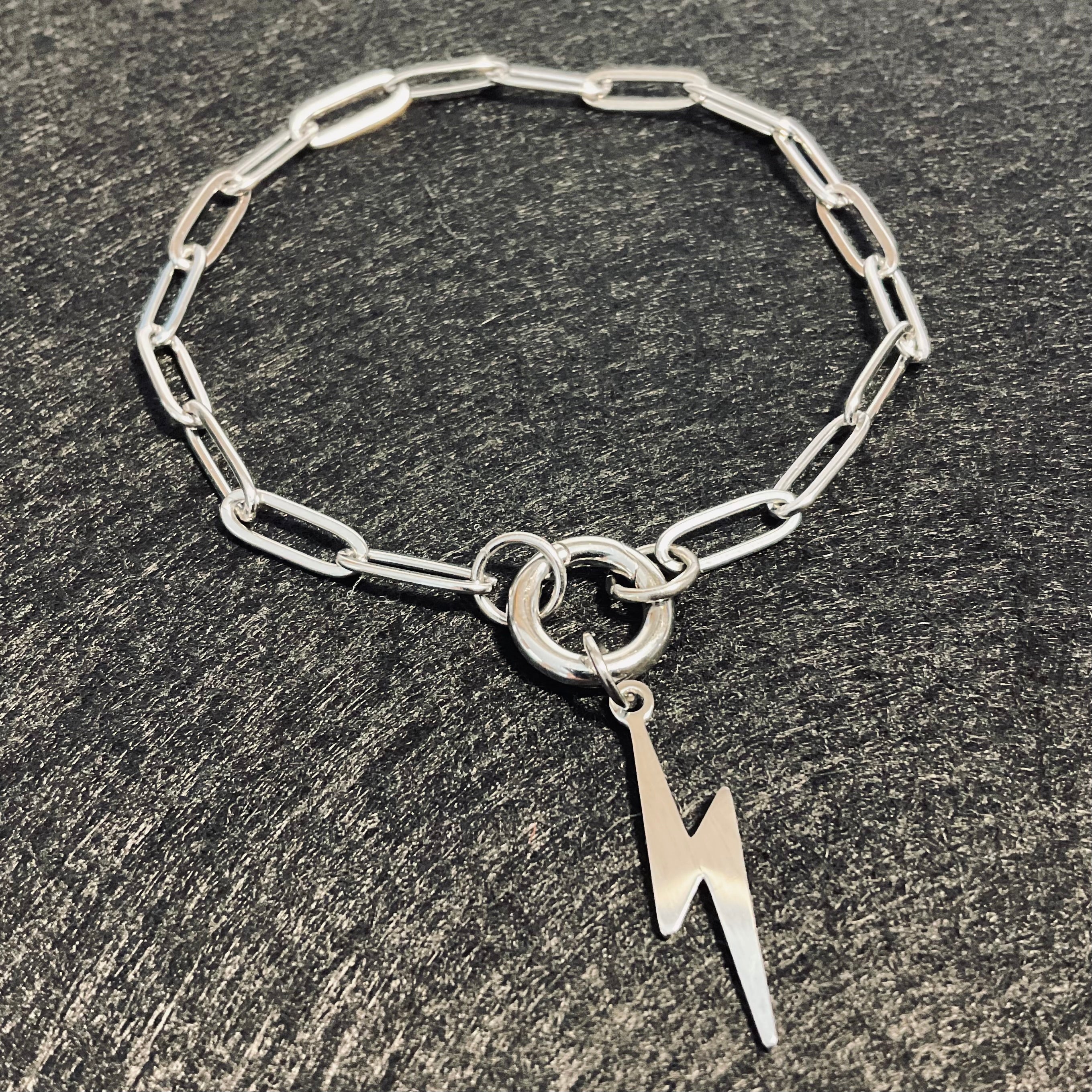 Lightning Bolt Paperclip Bracelet | Circular Carabiner Closure