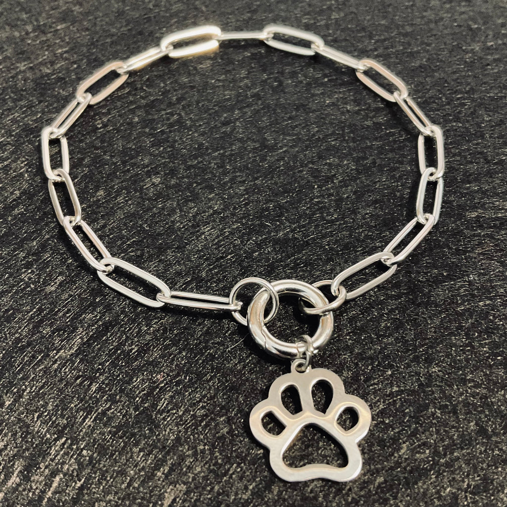 Paw Print Paperclip Bracelet | Circular Carabiner Closure