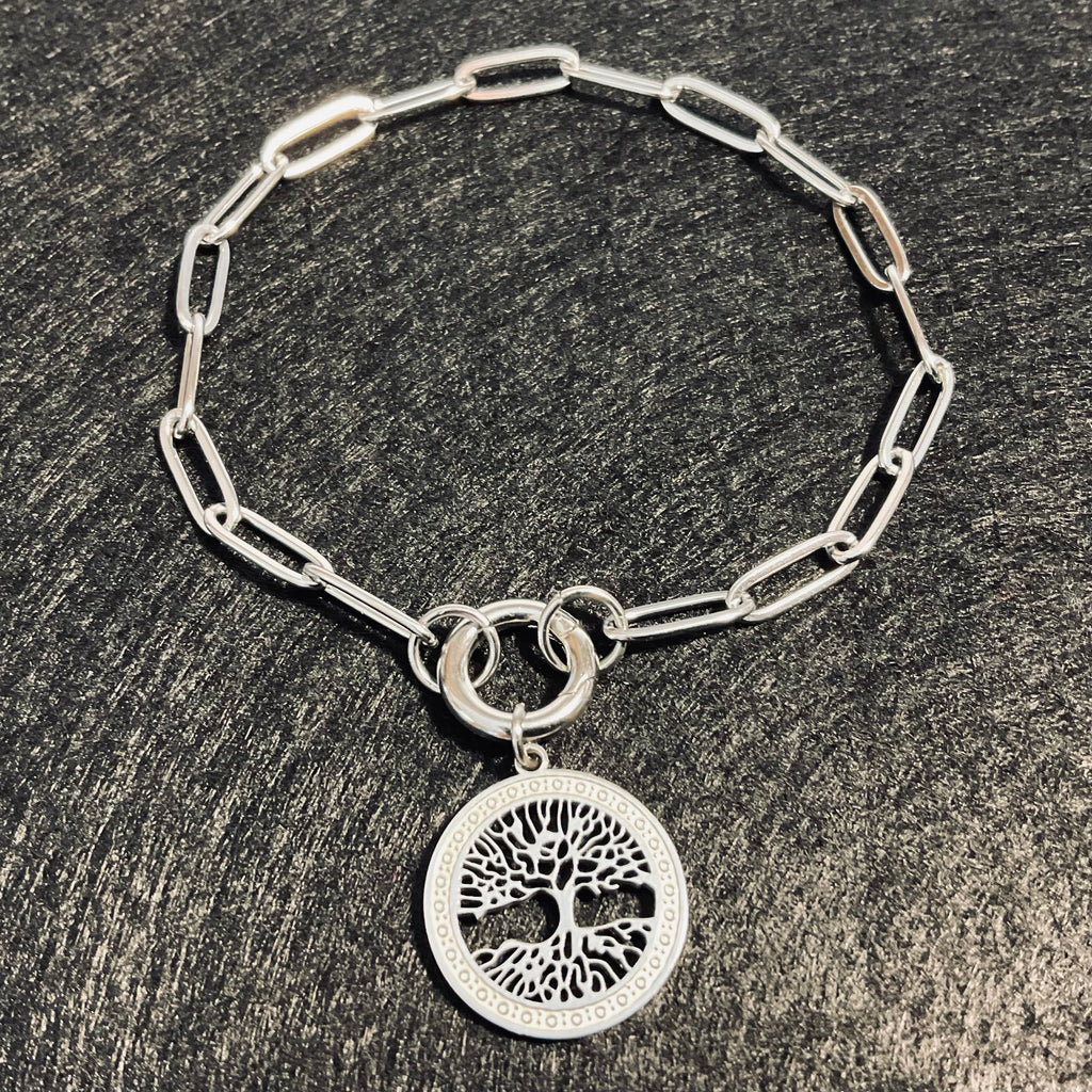 Tree of Life Paperclip Bracelet | Circular Carabiner Closure