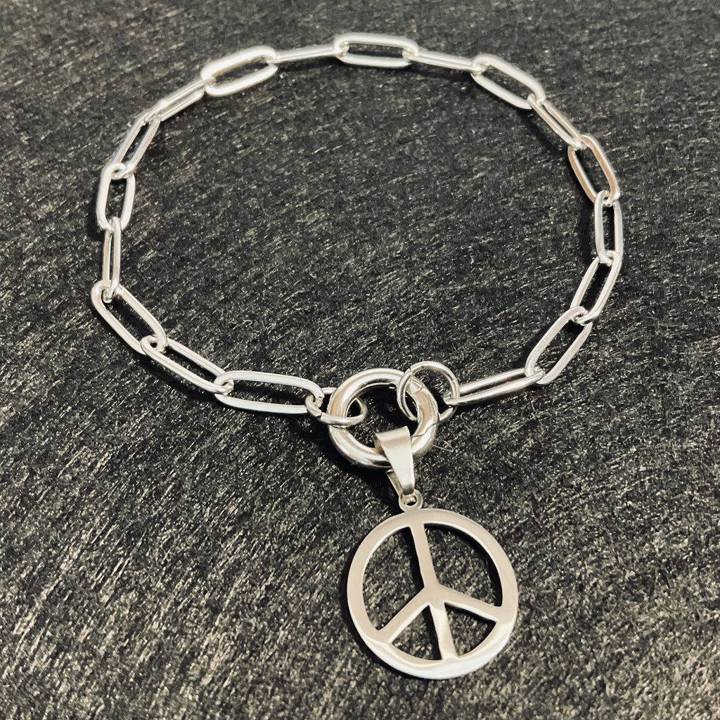 Peace Paperclip Bracelet | Circular Carabiner Closure