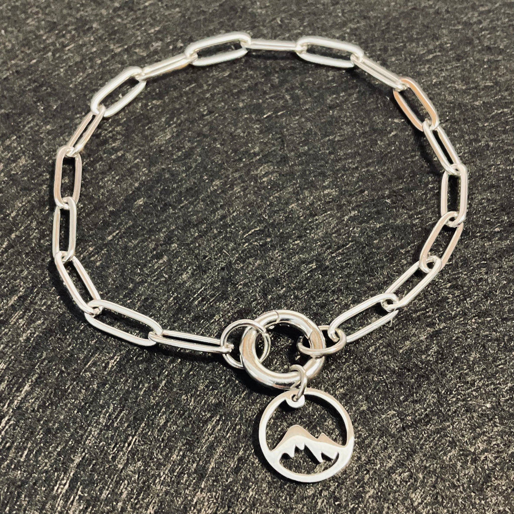 Mountains Paperclip Bracelet | Circular Carabiner Closure