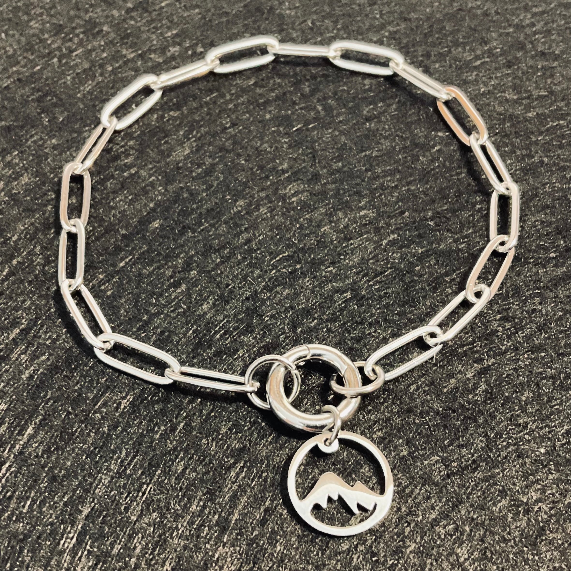 Mountains Paperclip Bracelet | Circular Carabiner Closure