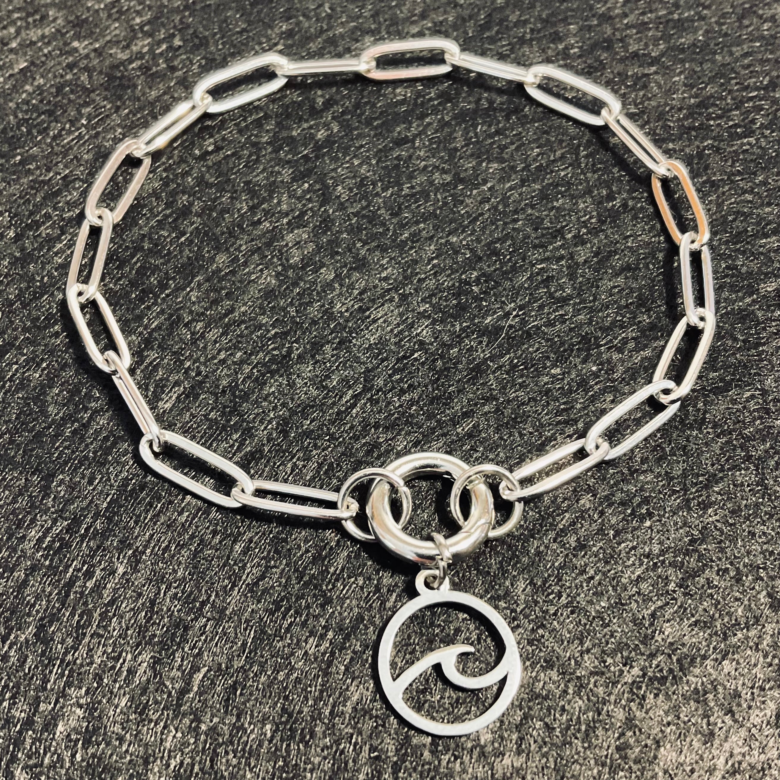 Wave Paperclip Bracelet | Circular Carabiner Closure