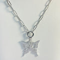 Butterfly Paperclip Necklace | Circular Carabiner Closure