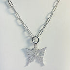 Butterfly Paperclip Necklace | Circular Carabiner Closure