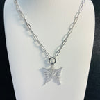 Butterfly Paperclip Necklace | Circular Carabiner Closure