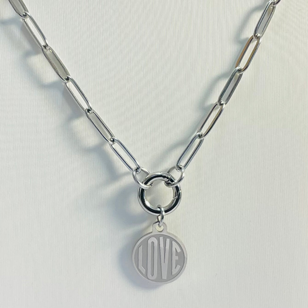 Love Paperclip Necklace | Circular Carabiner Closure