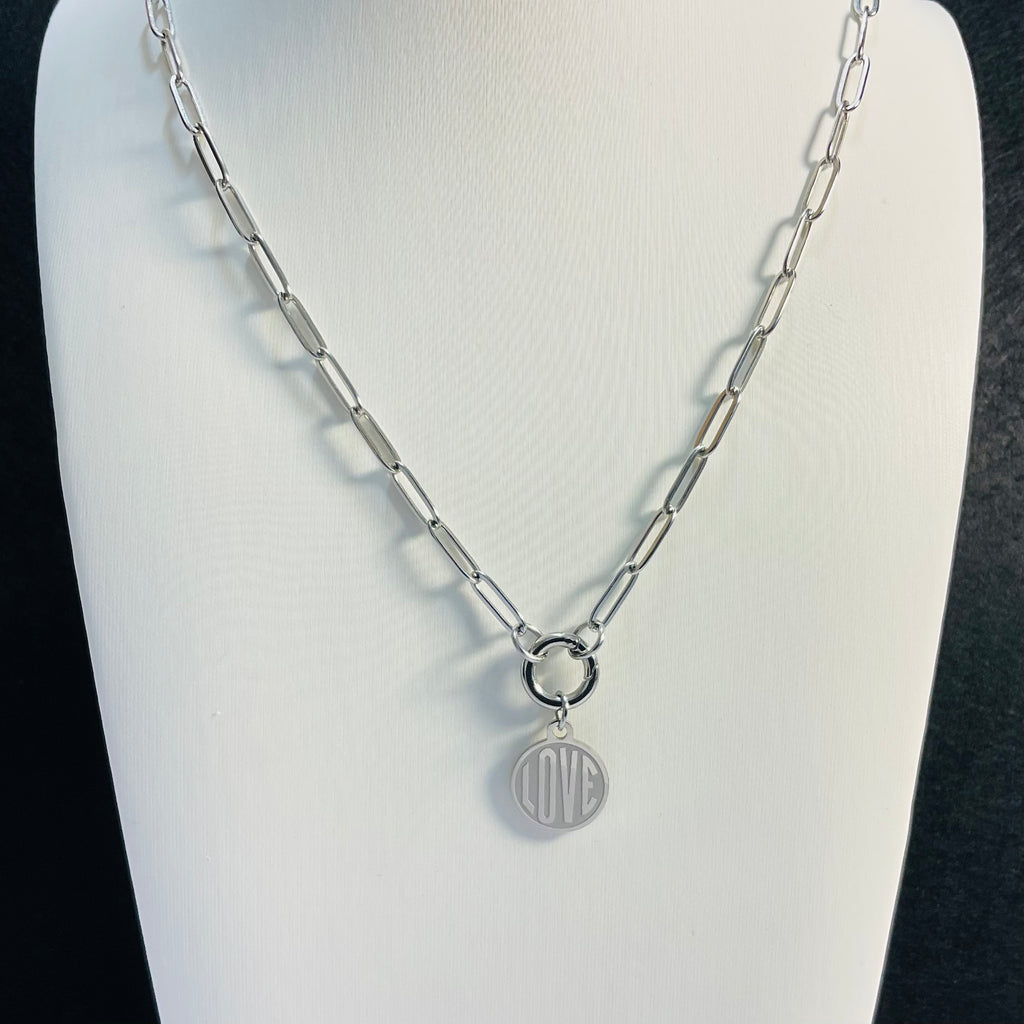 Love Paperclip Necklace | Circular Carabiner Closure
