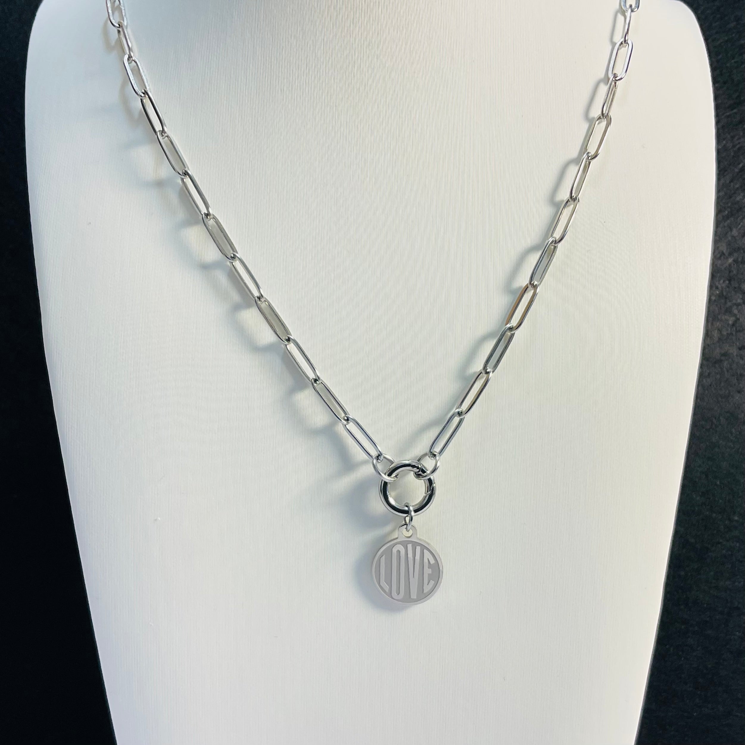 Love Paperclip Necklace | Circular Carabiner Closure