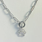 Paw Print Paperclip Necklace | Circular Carabiner Closure