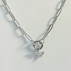 Dragonfly Paperclip Necklace | Circular Carabiner Closure