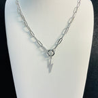 Lightning Bolt Paperclip Necklace | Circular Carabiner Closure