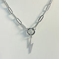Lightning Bolt Paperclip Necklace | Circular Carabiner Closure